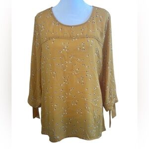 Maurices Yellow Long Sleeve Blouse with Bow Cuffs